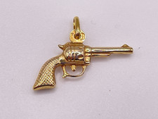 9ct Gold Hallmarked Revolver Pistol Charm. Goldmine Jewellers.