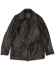 RED HERRING Mens Leather Jacket UK 40 Large Black Leather AW10