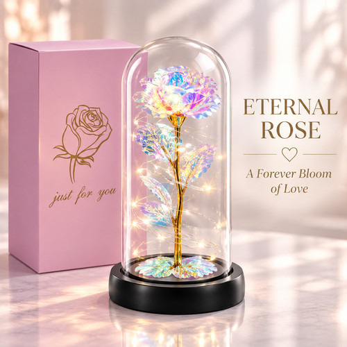 Led galaxy rose glass dome - led,