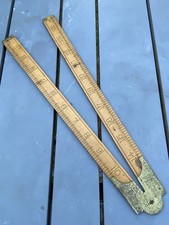 Vintage GTL 24 Inch Folding Brass And Boxwood Ruler