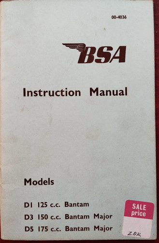 Bsa bantam manual and - bsa,