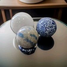 X3 Decorative Orbs -Stone, Glass & Porcelain For Home Display