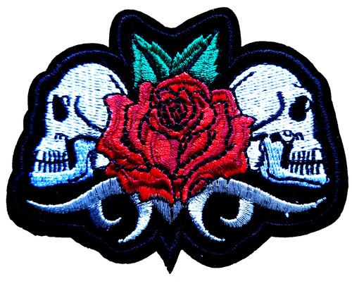 Skull rose patch biker - patch, pirate