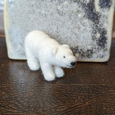 Polar Bear Figurine - Handmade Needle Felted Wool Animal Sculpture