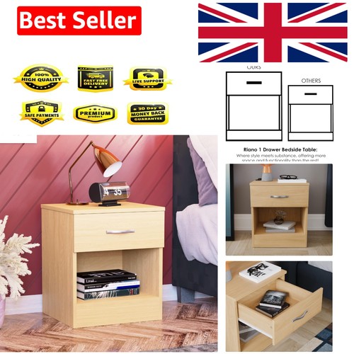 Large pine bedside cabinet - large,