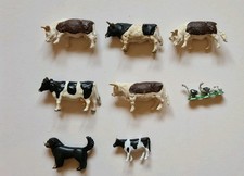Vintage BRITAINS TOMY LTD FARM X5 COWS & BULL + Dog, Cow &birds Unbranded