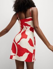 Marks & Spencer Womens Red Linen Mini Shift Women Dress - M&S