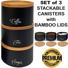 3x Tea Coffee Sugar Canister