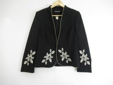 Jacques Vert Jacket UK 12 Black & Cream Edge to Edge Occasion Lining 3/4 Sleeve