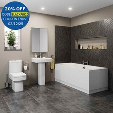 Modern Bathroom Suite Double Ended 1700mm Bath Toilet Full Pedestal Basin Sink