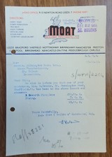 1955 Moat Builders Merchants Leeds Fireplace Order to Pilkington Bros Letterhead