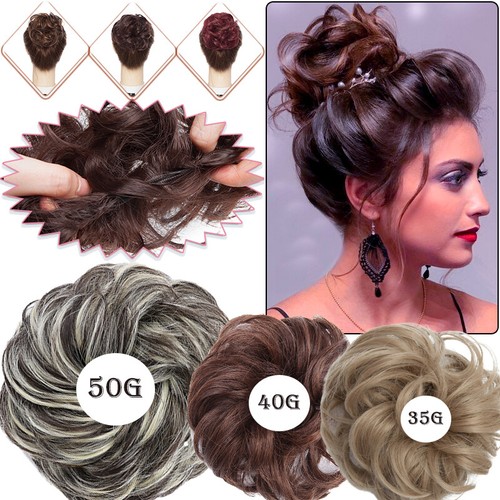 Curly messy bun hair piece - curly,