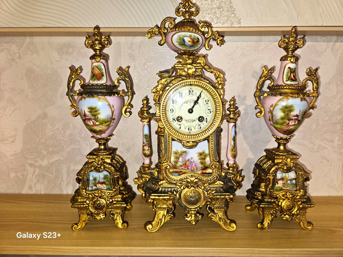 Ornate gilt metal - &, porcelain