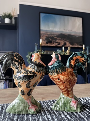 Pair vintage hand - pair, painted