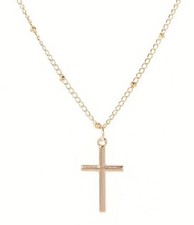 silver gold Christian Cross Chain Necklace Pendant Crucifix Jesus gift petite