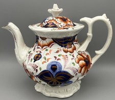 Antique Georgian Regency Imari Ironstone Teapot Hand Painted Floral c1830