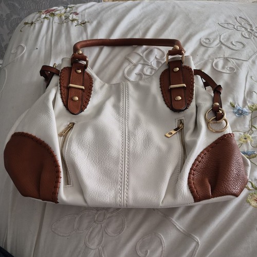 White tan handbag - tan, bag