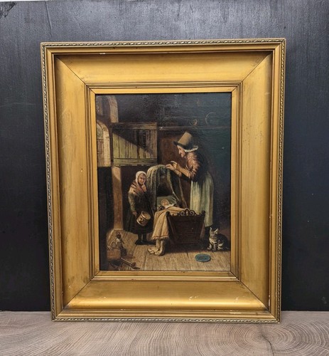 Antique oil painting 19th - antique,