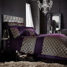 Purple duvet cover set gold