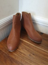 Salt & Pepper Back Zip Low Cuban Heel Slip On Ankle Boots In Brown Size UK 8