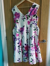 Sophie Gray Floral Occasion Dress, Size 14, Preloved
