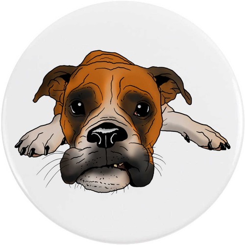 Grumpy boxer dog button - 'grumpy, pin