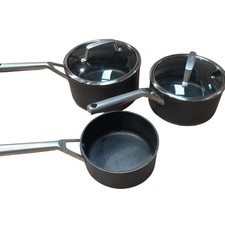 Jamie Oliver Tefal Hard Anodised Aluminium Saucepan Set {Wear/Missing Lid] B+