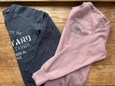 Abersoch Boatyard sweatshirts in navy speckle and mauve/lilac pink size s/xs