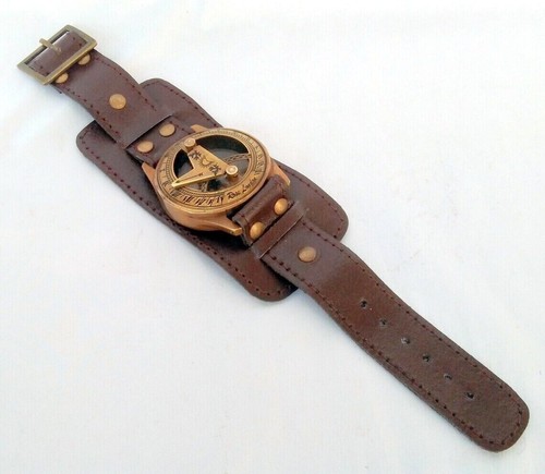 Sundial wrist watch brass - watch,