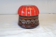 Retro Trinket Small Storage Jar Sylvac Brown Totem Sugar Habitat Wood Lid