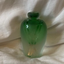 Murano Hand Blown Glass Perfume Bottle With Linear Design Signed No Stopper