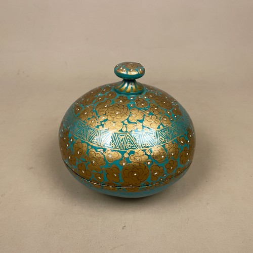 Indian paper mache box lidded - indian,