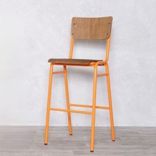 WOODEN BAR STOOL ORANGE FRAME