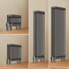 Traditional 4 Column Raw Metal Cast Iron Style Radiator Central Heating Rads