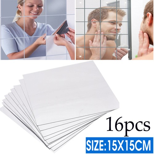 16pcs mirror tiles wall - 16pcs,