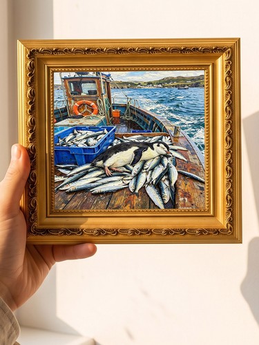 Penguin fishing boat oil - fishing,