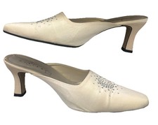Marian Cream Satin Low Heel Slip On Wedding Shoes . Size 6-6.5 . Worn once