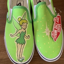 Vans Custom Hand Painted Disney Tinkerbell Tinker Belle Slip Ons Women 7 Shoes