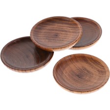  4 Pcs Wooden Serving Plates