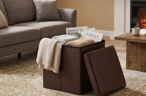 Single folding storage pouffe - single,