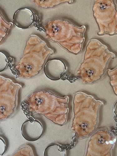 Golden pomeranian keyring - golden,