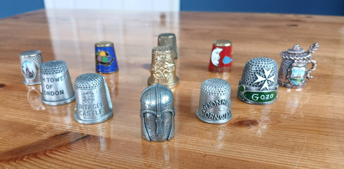 Pewter metal thimbles - metal,