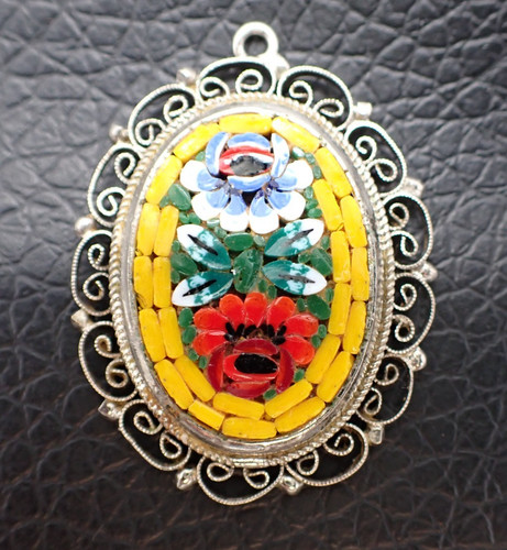 Vintage micro mosaic flower - vintage,