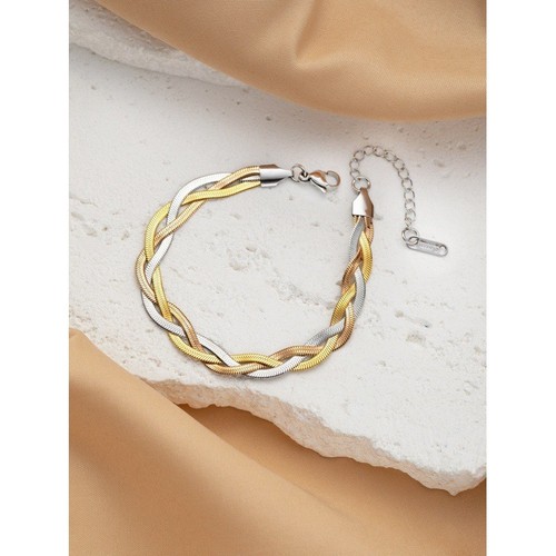 Tri color twist bracelet gold - tri-color,
