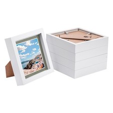 5x White 6" x 6" 3D Box Photo Frames Grey 4" x 4" Mount Craft Shadow Picture