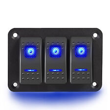 12V/24V 3 Gang Dual LED Light Rocker Switch Panel Bar Car Caravan Boat Rv Blue