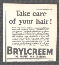 BRYLCREEM  Take care of your hair !  (WWII)  :  Original Vintage 1944 Advert