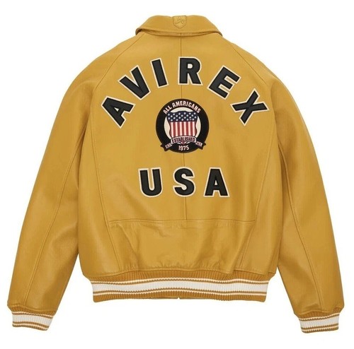 Men yellow avirex real leather - real,