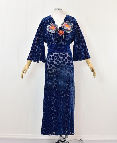 Antique 1930s blue devore - antique,