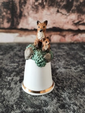 Sterling Classic Thimble Fox Hand Painted Pewter British Wildlife Collection